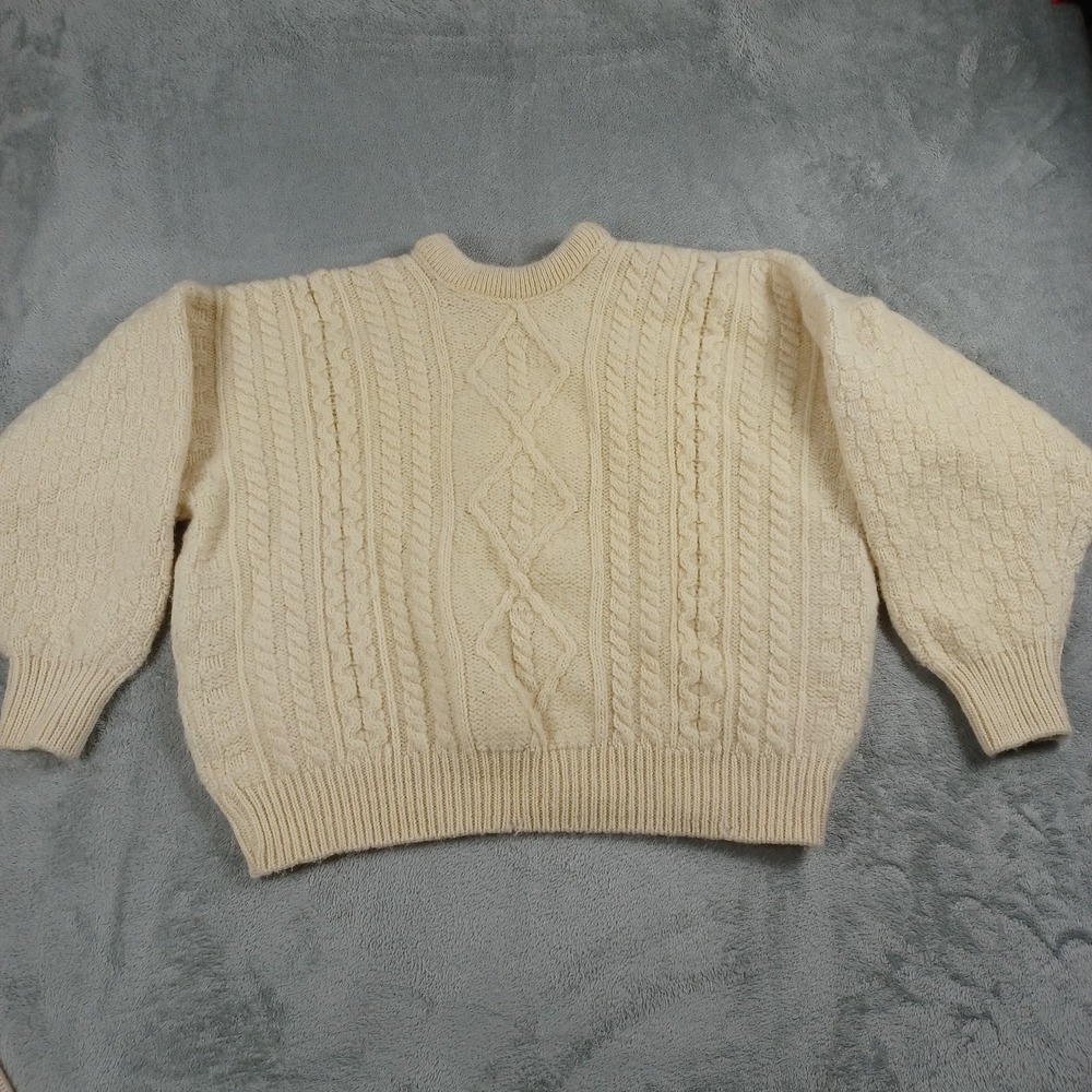 Country Collection Sweater Womens Medium Beige Ireland Knit‎ Wool Fisherman